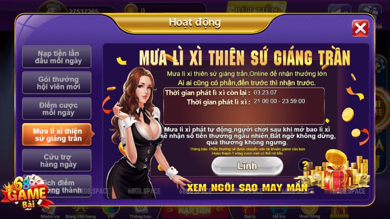 khuyến mãi 68 game bài